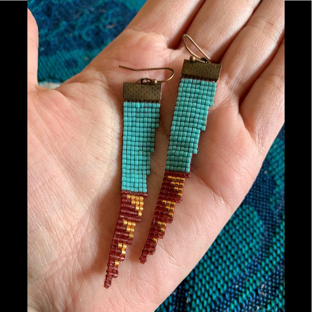 Hand Beaded Multi-Color Earrings